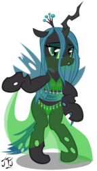 Size: 3036x5322 | Tagged: safe, artist:mlp-scribbles, queen chrysalis, changeling, changeling queen, g4, belly dancer, bipedal, clothes, female, see-through, show accurate, solo