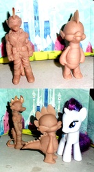 Size: 940x1713 | Tagged: safe, artist:pia-sama, rarity, spike, g4, adult spike, brushable, craft, older, older spike, sculpture, toy, wip