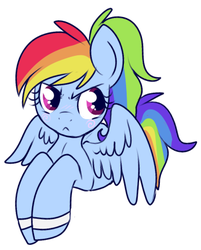 Size: 357x443 | Tagged: safe, artist:lulubell, rainbow dash, g4, alternate hairstyle, bust, female, ponytail, portrait, simple background, solo, sweatband, tsundere, white background