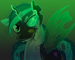 Size: 2500x2000 | Tagged: safe, artist:xwhitedreamsx, shining armor, changeling, g4, ambiguous gender, changelingified, solo