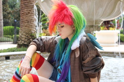 Size: 1280x853 | Tagged: safe, artist:jennabrowne, rainbow dash, human, g4, cosplay, irl, irl human, photo, solo