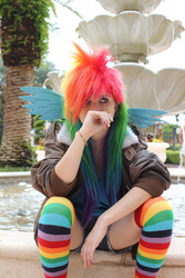 Size: 1280x1920 | Tagged: safe, artist:jennabrowne, rainbow dash, human, g4, cosplay, irl, irl human, photo, solo