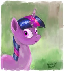 Size: 800x885 | Tagged: safe, artist:hereticalrants, twilight sparkle, pony, unicorn, g4, drawing, female, horn, looking at you, mare, portrait, solo, translucent horn