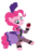 Size: 1132x1601 | Tagged: safe, artist:momo, pinkie pie, earth pony, pony, g4, apple, bedroom eyes, cute, diapinkes, female, mare, pixiv, puffy sleeves, saloon dress, saloon pinkie, solo