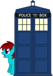 Size: 748x1069 | Tagged: safe, artist:sasukex125, oc, oc only, oc:faith wings, doctor who, solo, tardis