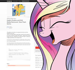 Size: 1764x1627 | Tagged: safe, flash sentry, princess cadance, g4, cadance laughs at your misery, change.org, exploitable meme, meme, petition