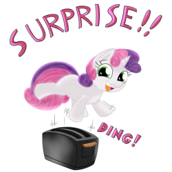 Size: 2000x2000 | Tagged: safe, artist:dragonfoorm, artist:joey darkmeat, sweetie belle, pony, g4, female, simple background, solo, toaster, transparent background