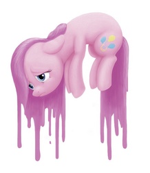 Size: 698x802 | Tagged: safe, artist:marshmallow-eater, pinkie pie, goo, g4, female, melting, sad, solo, surreal