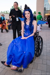 Size: 3684x5520 | Tagged: safe, artist:washuotaku, princess luna, human, g4, animazement, clothes, cosplay, dress, female, irl, irl human, male, photo, wheelchair