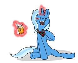 Size: 500x404 | Tagged: safe, artist:ask-evil-and-vengeful-trixie, trixie, pony, unicorn, g4, ask, drink, female, glowing eyes, mare, solo, tumblr