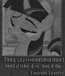 Size: 357x413 | Tagged: safe, twilight sparkle, g4, black and white, female, filly, grayscale, meme, oscar gamble, parody, solo, they don't think it be like it is