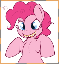 Size: 457x500 | Tagged: safe, artist:lulubell, pinkie pie, g4, bust, candy corn, female, food, grin, halloween, simple background, solo, white background