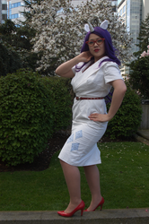 Size: 2022x3040 | Tagged: safe, rarity, human, g4, cosplay, glasses, high heels, irl, irl human, photo, sakura con, solo