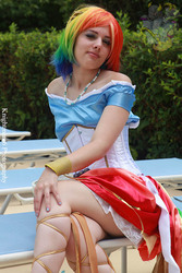 Size: 618x927 | Tagged: safe, artist:avalon cosplay, artist:avalon-cosplay, rainbow dash, human, g4, clothes, cosplay, dress, gala dress, irl, irl human, photo, solo