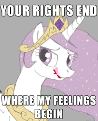 Size: 495x610 | Tagged: safe, princess celestia, princess molestia, g4, down with molestia, drama, image macro