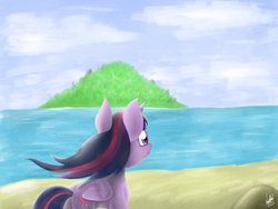 Size: 1024x768 | Tagged: safe, artist:lugiadriel14, twilight sparkle, alicorn, pony, g4, beach, female, mare, painting, solo, twilight sparkle (alicorn)