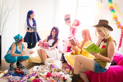 Size: 1500x1000 | Tagged: safe, artist:nikitacosplay, applejack, fluttershy, pinkie pie, rainbow dash, rarity, twilight sparkle, human, g4, cosplay, irl, irl human, mane six, photo