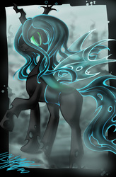 Size: 1527x2328 | Tagged: dead source, safe, artist:midnameowfries, queen chrysalis, changeling, g4, female, solo