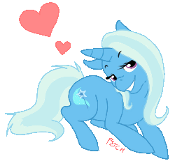 Size: 521x482 | Tagged: safe, artist:cnat, trixie, pony, unicorn, g4, animated, female, frame by frame, heart, kissing, mare, smiling, solo