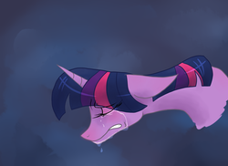 Size: 1024x747 | Tagged: safe, artist:sigmanas, twilight sparkle, pony, g4, blubbing, bust, crying, female, night, portrait, solo, weeping, wip