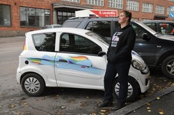 Size: 800x531 | Tagged: safe, rainbow dash, human, g4, brony, car, irl, irl human, itasha, photo, shoe car