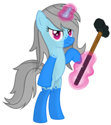 Size: 6580x7420 | Tagged: safe, artist:radiationalpha, oc, oc only, oc:roiling steam, pony, absurd resolution, bipedal, imminent death, magic, simple background, sledgehammer, solo, transparent background, vector