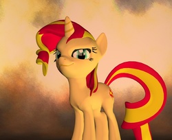 Size: 993x812 | Tagged: safe, artist:rachidile, sunset shimmer, pony, unicorn, g4, 3d, female, smug, smugset shimmer, solo