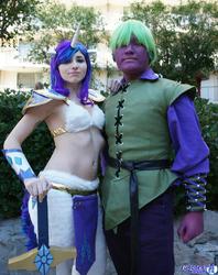 Size: 1624x2048 | Tagged: safe, artist:blakstarr, rarity, spike, human, g4, belly button, belly piercing, bellyring, cosplay, irl, irl human, photo, piercing