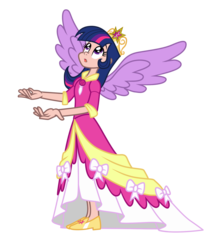 Size: 1500x1719 | Tagged: safe, artist:trinityinyang, twilight sparkle, human, g4, clothes, coronation dress, dress, element of magic, female, humanized, simple background, solo, transparent background, twilight sparkle (alicorn), winged humanization