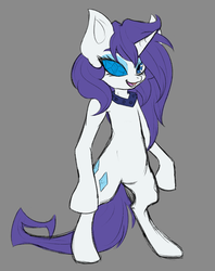 Size: 1181x1494 | Tagged: safe, artist:missmikku, artist:trojan-pony, rarity, pony, g4, bipedal, female, gray background, looking at you, sapphire eye rarity, simple background, solo