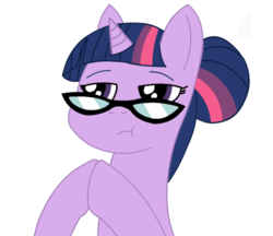 Size: 961x832 | Tagged: safe, artist:the-electric-squid, twilight sparkle, g4, alternate hairstyle, female, glasses, hair bun, solo, therapist, twilight's professional glasses
