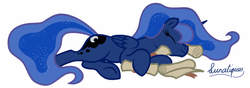 Size: 800x282 | Tagged: safe, artist:obamare, princess luna, g4, female, sleeping, solo