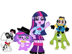 Size: 600x450 | Tagged: safe, twilight sparkle, equestria girls, g4, 101 dalmatians, dave the minion, despicable me, despicable me 2, littlest pet shop, mike wazowski, minion, minions, monsters inc., monsters university, patch, simple background, white background, zoe trent