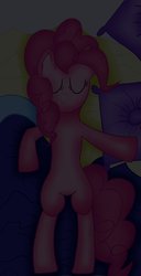 Size: 639x1249 | Tagged: safe, pinkie pie, earth pony, pony, g4, bed, female, mare, sleeping, solo
