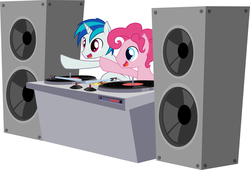 Size: 1280x872 | Tagged: safe, artist:staticwave12, dj pon-3, pinkie pie, vinyl scratch, earth pony, pony, unicorn, ask record scrape, g4, ask, bubble berry, record scrape, rule 63, tumblr