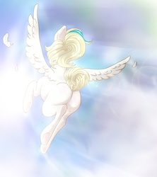 Size: 716x807 | Tagged: safe, artist:domino-chain, oc, oc only, pegasus, pony, blank flank, butt, flying, plot, sky, solo