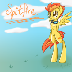 Size: 2000x2000 | Tagged: safe, artist:minty-red, spitfire, pony, semi-anthro, g4, bipedal, female, solo