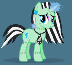 Size: 1560x1416 | Tagged: safe, artist:hysteriaalice09, pony, frankie stein, magic, monster high, ponified, solo, stitched body