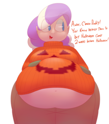 Size: 2200x2500 | Tagged: safe, artist:secretgoombaman12345, diamond tiara, human, ask chubby diamond, g4, bbw, belly, belly button, big belly, chubby diamond, fat, female, humanized, morbidly obese, muffin top, obese, solo