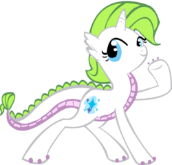 Size: 900x861 | Tagged: safe, artist:sweetchiomlp, oc, oc only, oc:crystal, dracony, hybrid, interspecies offspring, offspring, parent:rarity, parent:spike, parents:sparity, solo