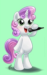 Size: 700x1115 | Tagged: safe, artist:pia-sama, sweetie belle, pony, g4, bipedal, cute, diasweetes, female, microphone, singing, solo