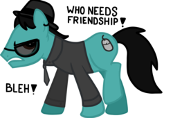 Size: 1000x679 | Tagged: safe, artist:burnokero, oc, oc only, earth pony, pony, earring, glasses, hat, necktie, solo, trilby