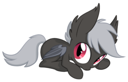 Size: 1112x721 | Tagged: source needed, safe, artist:equestria-prevails, oc, oc only, oc:heartburn, bat pony, pony, fluffy, foal, scared, simple background, solo, transparent background