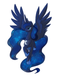 Size: 2550x3300 | Tagged: safe, artist:issuldra, princess luna, g4, female, flying, simple background, solo
