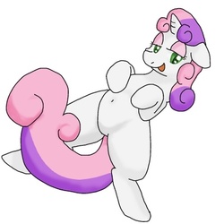 Size: 400x400 | Tagged: safe, artist:kushina13, sweetie belle, g4, belly button, female, imminent belly rub, on back, solo