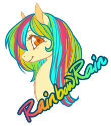 Size: 784x891 | Tagged: safe, artist:toastiepony, oc, oc only, pony, female, mare, rainbow hair, rainbow rain, solo