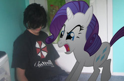 Size: 1600x1047 | Tagged: safe, artist:metalgriffen69, rarity, human, g4, angry, brony, irl, irl human, photo, photoshop, ponies in real life, seems legit, time out, waifu
