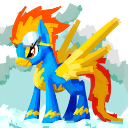 Size: 1024x1024 | Tagged: safe, artist:kimdragon321, spitfire, g4, cloud, cloudy, female, goggles, solo, wonderbolts uniform