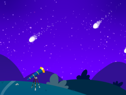 Size: 2000x1500 | Tagged: safe, artist:kimdragon321, meteor, meteor shower, night, scenery, telescope