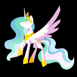 Size: 1250x1250 | Tagged: safe, artist:kimdragon321, princess celestia, alicorn, pony, g4, black background, female, mare, simple background, solo, spread wings, wings